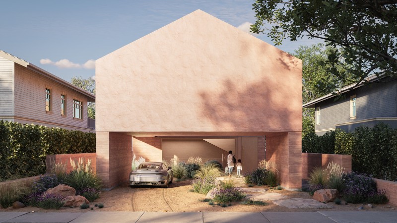A carport helps to extend the landscape into the site— enhancing the home’s connection to the community and nature.